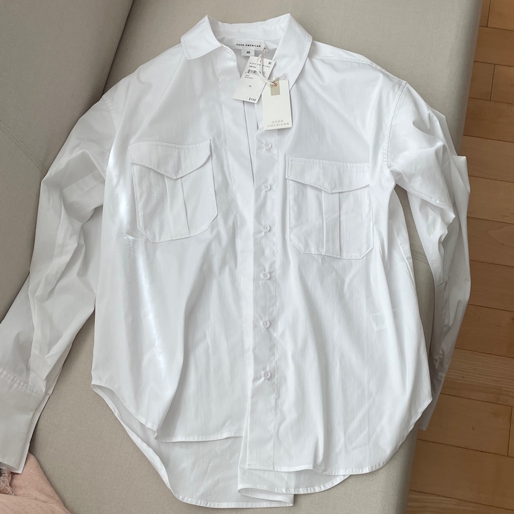 NWT Good American Oversized Button Shirt Blouse